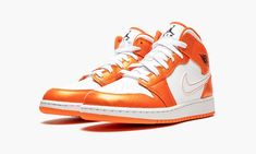 Nike Dunk Syracuse, Air Jordan 1 Mid Gs, Metallic Orange, Orange Makeup, Air Jordan 1 Mid Se, Jumpman Logo, Orange Shoes, Wings Logo, Black Wings