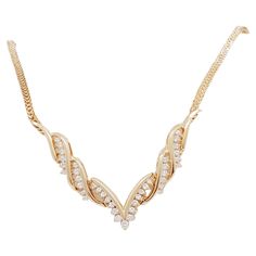 Beautiful 1.00 ct. good quality white diamond rounds set in a handmade 14k yellow gold mounting. Necklace length is 16". White Diamond Necklace, Easter Shopping, Gold Stone, Antique Diamond, Stone Cuts, Diamond Stone, Necklace Length, Diamond Gemstone, White Diamond