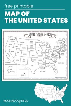 free printable map of the united states Us Map With Cities, Map Of The Usa, Kid Printables, Us State Map, Map Of The United States