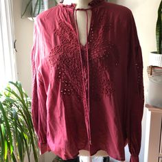 Never Worn! Nwt! Super Light And Fun Tunic Top! Perfect For Spring And Summer! Wear With Jeans Or Leggings. Bohemian Burgundy Tops For Spring, Bohemian Burgundy Top For Spring, Zara Bohemian Tops For Fall, Long Sleeve Burgundy Blouse For Summer, Burgundy Long Sleeve Blouse For Summer, Burgundy Long Sleeve Summer Blouse, Casual Burgundy Blouse For Spring, Maroon Tie, Zara Tops