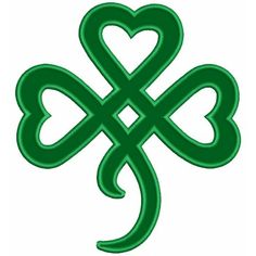 a shamrock with two hearts in the shape of an x on it's side