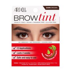 Ardell Brow Tint is a water activated, permanent dye that effectively covers all hair including short, grey and light hair. Simply mix the powder color with the water based activator, apply, wait and wipe off for perfectly defined arches. Brow tinting is one of the most low-maintenance ways to make brows appear fuller and more prominent without makeup or the time and expense of microblading. This product is NOT intended for use on eyelashes. To do so may cause blindness. Color: Dark Brown. Maybelline Fitme, Black Brows, Brow Tint, Covering Gray Hair, Ardell Lashes, Eyebrow Tinting, Best Eyebrow Products, Brow Tinting, Cruelty Free Beauty