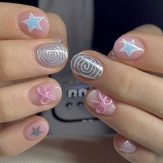 Cute Simple Nails, Happy Nails, Summery Nails, Blush Nails, Bling Acrylic Nails