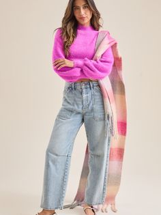 Stay cozy and stylish with this eyelash fabric crop sweater. Perfect for any occasion. | outfit ideas, fall outfits, outfit ideas winter, winter outfits, fashion, outfit inspo, street style, dopamine dressing Chic Sweater, Bow Boots, Cool Look, Chic Sweaters, Crop Sweater, Sweaters Online, High Waisted Jeans, Altar'd State, Dress With Bow