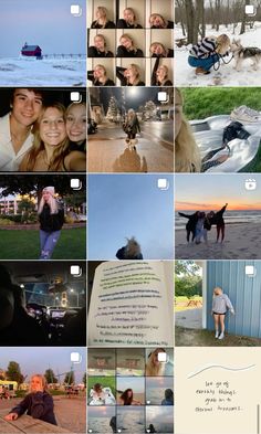 a collage of photos with people and dogs in them, some are on the beach