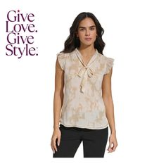 in stock Calvin Klein Beige And Ivory Print Blouse, Elegant Calvin Klein V-neck Tops, Fitted Trendy Calvin Klein Tops, Trendy Fitted Calvin Klein Tops, Elegant Calvin Klein Tops For Fall, Chic Calvin Klein Tops For Spring, Calvin Klein V-neck Tops For Spring, Chic Calvin Klein Spring Tops, Bare Beauty