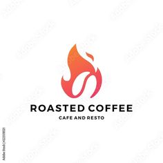 the logo for roasted coffee cafe and resto, which is designed in modern style