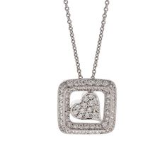 Item Details: Metal: 18K White Gold  Hallmark: "A&G 750" Pendant Measurements: 16.30 mm Length (Including Bale) x 16.30 mm In Width & 4.10 mm Thick  Rolo Link Chain Measurements: 17" In Length x 1.30 mm In Width Weight: 7.3 Gr Total Gram Weight 1.60 CTW Accent Diamonds: Cluster of Natural, Round Brilliant Cut Diamonds, Totaling 1.60 CTW Accent Diamond Quality: G-H Color; VS Clarity Closure: Lobster Claw Clasp, For A Secure, Worry-Free Wear The Pendant's Bale Can Accommodate A Chain Or Necklace O Luxury Halo Setting Necklace For Anniversary, Estate Diamond Jewelry, Heart Square, Black Onyx Necklace, Fine Jewellery Necklace, Exquisite Jewelry, Round Brilliant Cut Diamond, Diamond Gemstone, Brilliant Cut Diamond