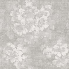 a gray and white wallpaper with flowers on it