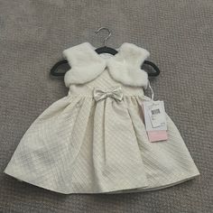 Beautiful Formal Baby Dress. Comes With Bolero. Can Be Worn Without Bolero. Lined And Comes With Bloomers To Match. Tags Attached. Brand New! Purchased From Nordstrom White Sleeveless Winter Dress, White Winter Dress For Dress-up Occasions, Cute Cream Winter Dress, Fitted Winter Baptism Dress, Winter Baptism Fitted Dress, Cute Sleeveless Winter Dress, Formal Baby Dress, Colorful Dresses Formal, Kids' Dresses