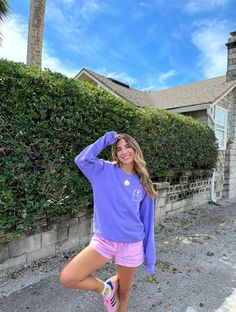 *EXCLUSIVE* Our Sunhoney Beach Club Sweatshirt in Purple is the ultimate sweatshirt you'll wear all season long! This sweatshirt features 100% cotton, design printed on Comfort Colors, lightweight material, crop length, and relaxed style. Pair this swweatshirt over your bikini and linen pants for the perfect beach outfit or with your fave denim and sneakers for your next coffee run! Product is made to order: available for pick up/ships in 2-4 business days Content: 100% Cotton Fit: TTS - relaxed Casual Crew Neck Sweatshirt For Lounging, Relaxed Fit Sweater For Spring Leisure, Relaxed Crew Neck Sweatshirt For Spring, Relaxed Crew Neck Spring Sweatshirt, Spring Loungewear Tops With Crew Neck, Casual Spring Sweatshirt For Loungewear, Casual Spring Loungewear Sweatshirt, Trendy Cotton Lounging Sweatshirt, Trendy Cotton Sweatshirt For Lounging