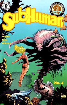 the cover to sub - human magazine, featuring an image of a woman and octopus