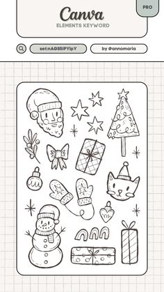 the back side of a computer screen showing an image of christmas decorations and other items