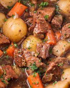 beef stew with carrots, potatoes and parsley