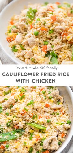 this is an image of cauliflower fried rice with chicken