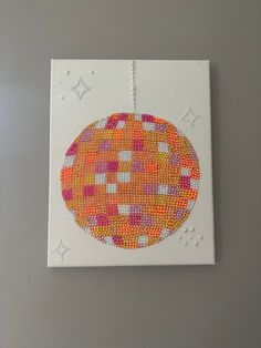 -Multi-colored Rhinestone Disco Ball Canvas            -11"x14" canvas                                  -Hand rhinestoned                                      -No return or exchanges, but please message me if you have any problems with your order!! <3 Pink And Orange Theme, Bedazzled Canvas, Rhinestone Canvas Art, Disco Ball Canvas, Disco Wall Art, Disco Wall, Rhinestone Canvas, Disco Ball Decor, Rhinestone Designs Pattern