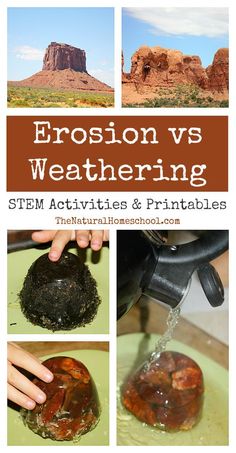 Be sure and visit our "What is the Difference between Weathering and Erosion?" post after you read this "Erosion vs Weathering ~ Awesome Science STEM Activities" post because they go hand-in-hand. Science Stem Activities, Stem Experiments, Weathering And Erosion, Science Stem, Kid Science, 4th Grade Science, 6th Grade Science, 5th Grade Science