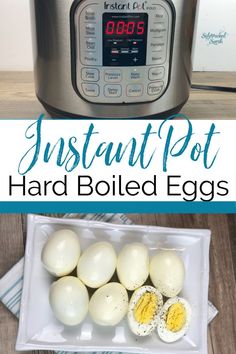 instant pot hard boiled eggs in front of an instant pot