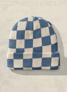 The timeless knit beanie hats are made from a Hemp & Cotton blend. Its build is derived from our nostalgia for vintage workwear hats. Hemp / Cotton Blend FabricWarm, comfy knit beanieCheckerboard Pattern in Earthy Tones AvailableHand Wash, Hang Dry (if necessary)Imported. Blue Knit Beanie Cap, Retro Winter Beanie, Retro Beanie Hat For Fall, Retro Crochet Beanie Hat For Winter, Retro Winter Beanie Hat, Blue Beanie For Fall, Candy Games, Vintage Workwear, Hat Print