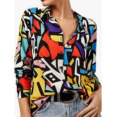 Woman’s Casual Colorful Blouse Button Down Size M Buy Blouse, Dressy Blouse, Elegante Casual, Beautiful Blouses, Dressy Casual, Art Stuff, Blouse Styles, Favorite Shirts, Button Down Shirts