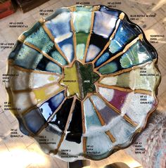 a plate with many different colors on it and instructions to make it look like something out of a stained glass window