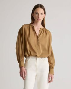 Cotton-Silk Voile Blouson Blouse Blouson Blouse, Voile Fabric, Gorgeous Blouses, Woven Top, Quince, Second Skin, Cotton Silk, Formal Occasion, Jeans Pants