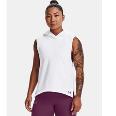 Nwt Women's Under Armour Ua Terry Sleeveless Hoodie White Medium Sleeveless Hooodie Cotton Pullover Sporty Sleeveless Tops By Under Armour, Sporty Sleeveless Under Armour Tops, Malaysia Women, Hoodie White, Under Armour Hoodie, Sleeveless Hoodie, Under Armour Shirts, Cotton Pullover, Pajama Shirt