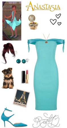 a fashion look from july 2012 featuring blue dress, high heel shoes and necklaces