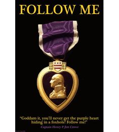 an award medal with a purple ribbon around it and the words follow me written in gold