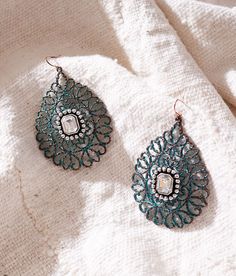 "Sterling & Stitch Statement Patina Drop Earring - Copper/Turquoise , Women's Patinacopper Rhinestone metal cut-out earring Drop measures 3". Apparel & Accessories" Patina Copper, Copper Patina, Earring For Women, Copper Turquoise, Party Earrings, Drop Earring, Copper Earrings, Come Back, Women's Jewelry