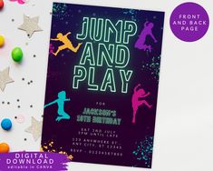 the jump and play birthday party is on display