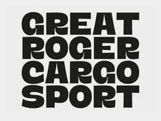 the words great roger carro sport are in black and white, with an image of a