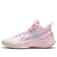 (GS) Li-Ning Sonic 10 V1 Mid 'Pink Green' ABPT097-1 Way Of Wade Shoes, Vball Shoes, Vb Shoes, Li Ning Shoes, Hoop Shoes, Pink Basketball Shoes, Way Of Wade, White Basketball Shoes