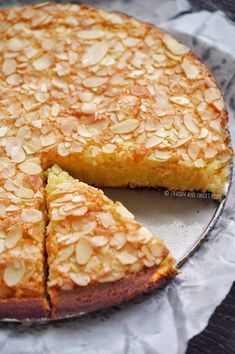 a cake that has been cut into slices