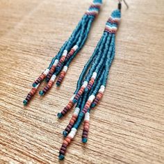 Falling Slowly, Seed Bead Fringe Earrings, Bead Fringe Earrings, Teal Chevron, Bead Fringe, Beaded Earrings Patterns, Creating Jewelry, Western Jewelry