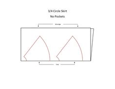 the diagram shows how to make a 3 / 4 circle skirt with no pockets