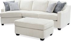 Callie 2-Piece Sectional with Left-Facing Cuddler and Ottoman - Ivory White