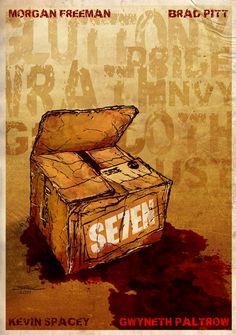 a box with the word see written on it and blood spilled around it, in front of an orange background