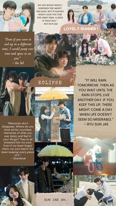 an advertisement for the korean tv series eclipse, with many pictures and captions on it