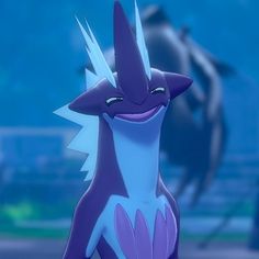 an animated image of a blue and purple pokemon