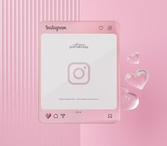 an instagram page on a pink background with hearts