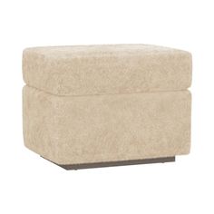 the footstool is made out of fabric and has a square shape with a metal base