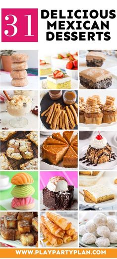 collage of mexican desserts with text overlay that reads 31 delicious mexican desserts