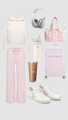 Airport Outfit Inspo Aesthetic, Aesthetic Airport Fit, Pink Travel Outfit, Preppy Airport Fits, Coquette Airport Outfit, Airport Outfit Preppy, Travel Fits Airport, Pink Simple Outfit, Airport Fits Comfy