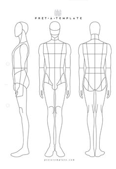 the front and back view of a male mannequin with measurements for each body