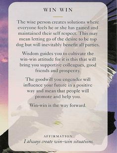 "Win Win" from the Wisdom Cards by Diana Cooper