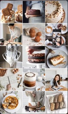 a collage of photos showing different types of desserts