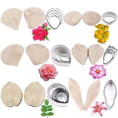 PRICES MAY VARY. ❀【Good helper】：As a good helper to beginner and professional baking lover,gum paste flower cutter set and fondant silicone veining molds can help you to make gumpaste flower more eariler and quicker. ❀【Making 6 kinds of Flowers】：You can use them to make gum paste fondant peony, corn poppy, lily,rose, daisy flower,general leaf.gumpaste veining mold match with their flower cutter. ❀【Durability and quality】: This fondant flower tools set can be used to make any kind of cake decorat Flower Petals Wedding, Candy Roses, Fondant Tools, Party Boy, Parrot Tulips, Gum Paste Flowers, Steel Flowers, Fondant Flowers, Flower Molding