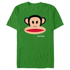 a green t - shirt with a cartoon monkey on it's face and the words paul frank