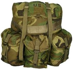 the back pack is camouflaged and has straps on it